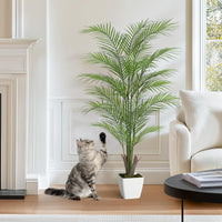 Palma Areca artificiale Garvee da 4 piedi con foglie e tronchi realistici, impermeabile, vaso di cemento stabile, decorazione per interni ed esterni, verde