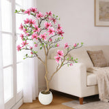 Garvee Albero di Magnolia Artificiale 6 Piedi con Fiori Rosa in Seta, Realistico, Senza Manutenzione per Interni ed Esterni, 180 cm, Rosa