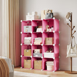 Garvee Organizer Modulare 12 Cubi Impilabile Antiribaltamento Acciaio e PP Per Camera e Armadio 32 cm Cubi Nero - Pink