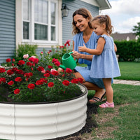 Aiule rialzate Garvee, set da 2, 4x4x1 FT, acciaio zincato, antiruggine, rotonde, bianche, per giardino esterno