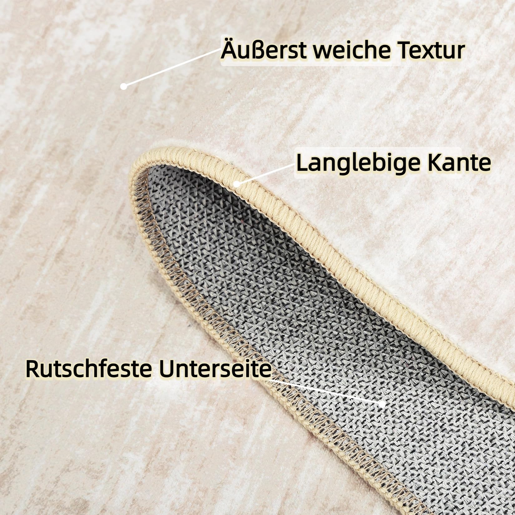 Tappeto moderno Garvee 200x290 cm beige per soggiorno, camera da letto, ufficio, sala da pranzo, antiscivolo, lavabile in lavatrice