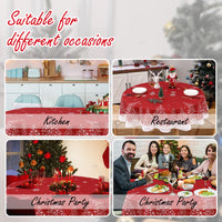 Tovaglia natalizia rotonda Garvee con motivo a fiocchi di neve e alberi, impermeabile, antipiega, rossa, 60 pollici, per sala da pranzo e pasti festivi