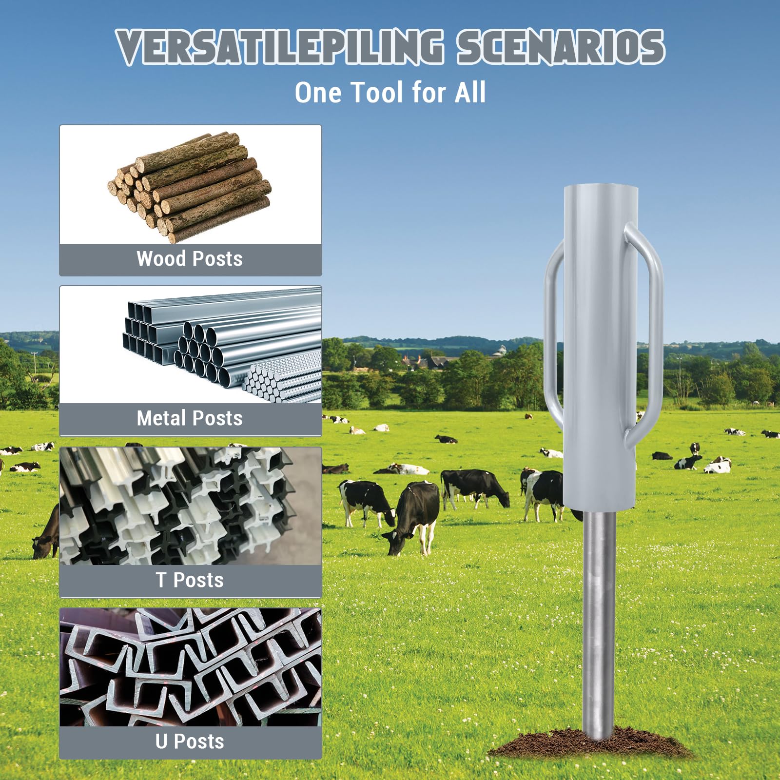 Garvee 37 LB T-Post Driver per pali di recinzione in metallo Manuale Acciaio resistente Manico confortevole Versatile per giardino e agricoltura