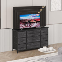 Cassettiera GARVEE con 10 cassetti, rivestimento in tessuto, per camera da letto, soggiorno, cameretta, corridoio, nera, versatile