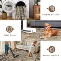 Tappeto vintage lavabile Garvee 160x230cm cammello per soggiorno camera da letto sala da pranzo retrò pelo corto antiscivolo