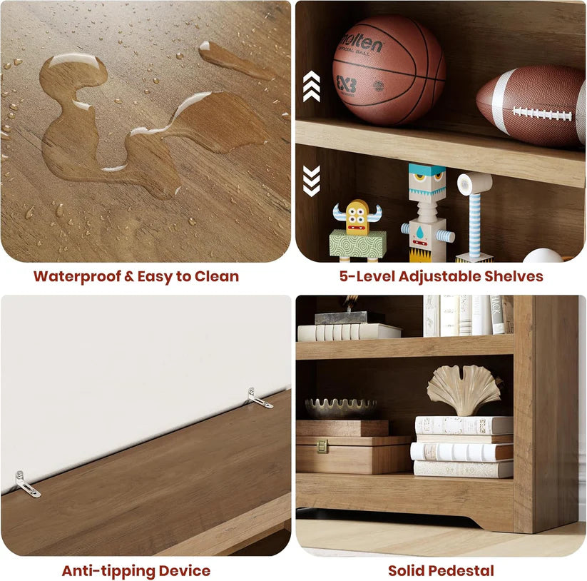 Garvee Libreria Rustica Alta 190,5 cm con 2-6 Ripiani Regolabili, Struttura in MDF Robusta, Elegante, Antiribaltamento, per Soggiorno e Studio, Bianco