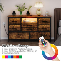 Cassettiera GARVEE con cassetti, con presa e LED, 8 cassetti, cassettiera multifunzionale per camera da letto e soggiorno - Credenza robusta e durevole, 120*36*75 cm