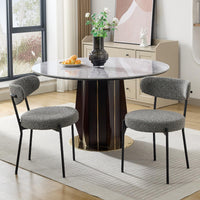 Set 2 sedute per Pranzo Garvee Mid Century Bouclé Viol e shinale regolabi Viol in metallo in schiuma ad alta densità Ergonomiche per sala da Pranzo Nero