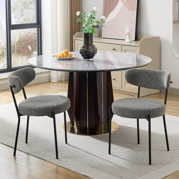 Set 2 sedute per Pranzo Garvee Mid Century Bouclé Viol e shinale regolabi Viol in metallo in schiuma ad alta densità Ergonomiche per sala da Pranzo Nero