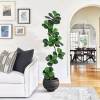 Albero di fico artificiale Garvee a foglia di violino da 7 piedi con vaso bianco, foglie realistiche, resistente alle intemperie per casa e ufficio