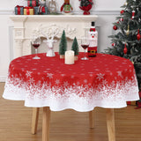 Garvee Tischdecke Con Bordura Di Fiocchi Di Neve - Antimacchia, Tessuto Resistente - Elegante, Versatile - Taglie Multiple - Perfetta Per Occasioni Festive - Rosso