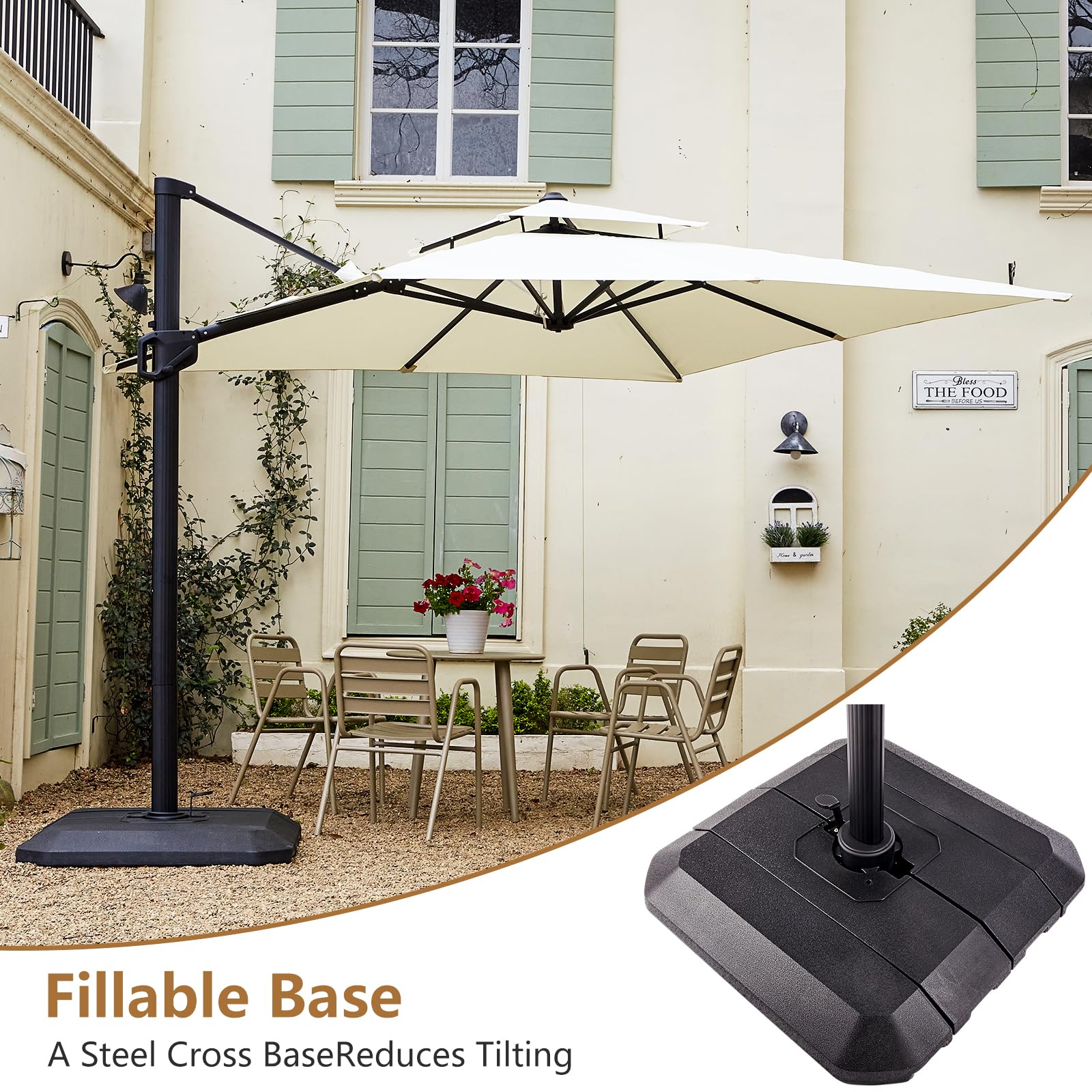 Ombrellone in alluminio GARVEE 300 x 300 cm, beige