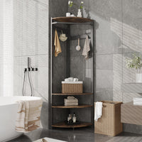 Armadio angolare Garvee con scarpiera, 6 ganci doppi, legno, robusta struttura antiribaltamento per corridoio e ingresso, salvaspazio, 70,8 pollici, marrone