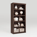 Garvee Libreria 5 Ripiani in MDF e Legno, Stabile e Capiente, Design Coloniale Rustico, 171x80x32,5 cm, per Soggiorno e Studio - Rosso Brunastra