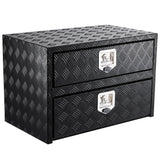 Garvee Cassetta Porta Attrezzi Camion 61 cm Alluminio - Organizzatore 2 Livelli Impermeabile con Serratura per Pickup Rimorchio - Nero