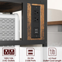 Supporto per stampante mobile Garvee di grandi dimensioni con prese di corrente e USB per ufficio e casa, struttura in metallo, MDF, legno, nero, 20,46"x15,76"x31,46"