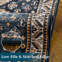 Tappeto vintage per soggiorno Garvee, morbido, lavabile, stile fattoria orientale, blu navy, 60 x 230 cm