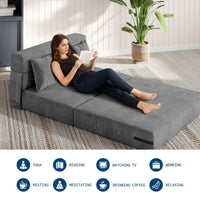 Divano letto e poltrona letto 4 in 1 Garvee, multifunzionale e confortevole, in velluto a coste grigio scuro, per soggiorno e camera degli ospiti