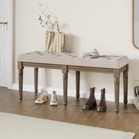 Panca Garvee da 48" con bottoni e gambe in legno, imbottitura morbida, struttura robusta, stile vintage per camera da letto e corridoio