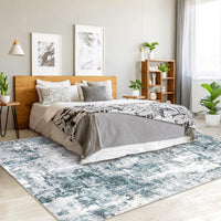 Tappeti grandi Garvee Abstract blu/marrone per soggiorno 120x170 cm, tappeto a pelo corto antiscivolo lavabile per uso interno