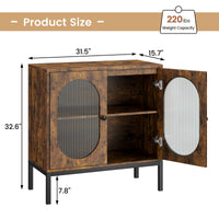 Credenza Garvee da 31'' con frontale in vetro e ripiano regolabile per soggiorno e cucina, marrone rustico