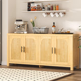 Garvee Credenza Buffet 71" Moderna in Rovere Chiaro con 4 Porte Arcuate Fluttate per Soggiorno e Sala da Pranzo, Ampio Spazio, Cerniere Regolabili