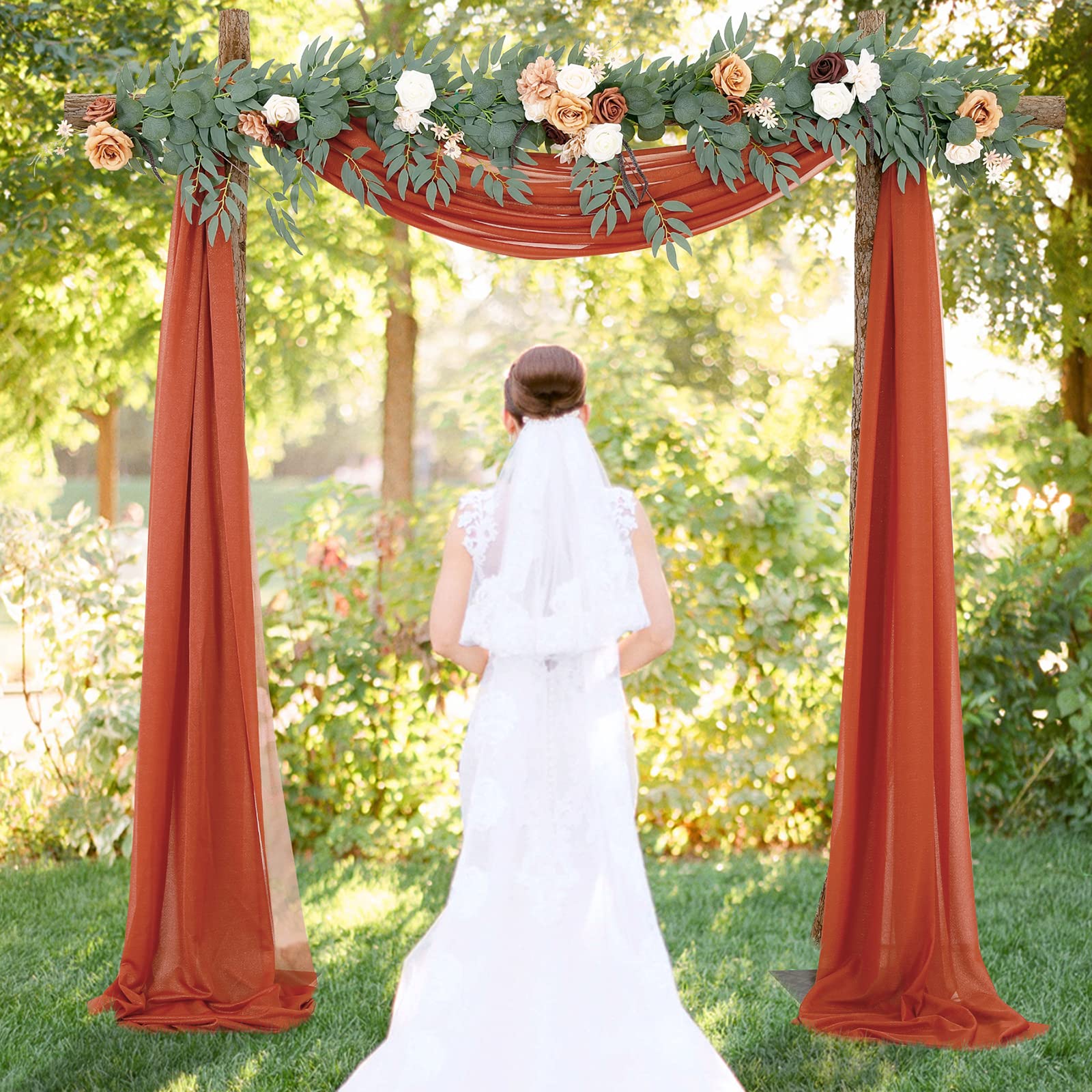 Garvee Wedding Arch Tenda in tulle drappeggiata in mussola 70x550cm Decorazione per matrimonio color caramello