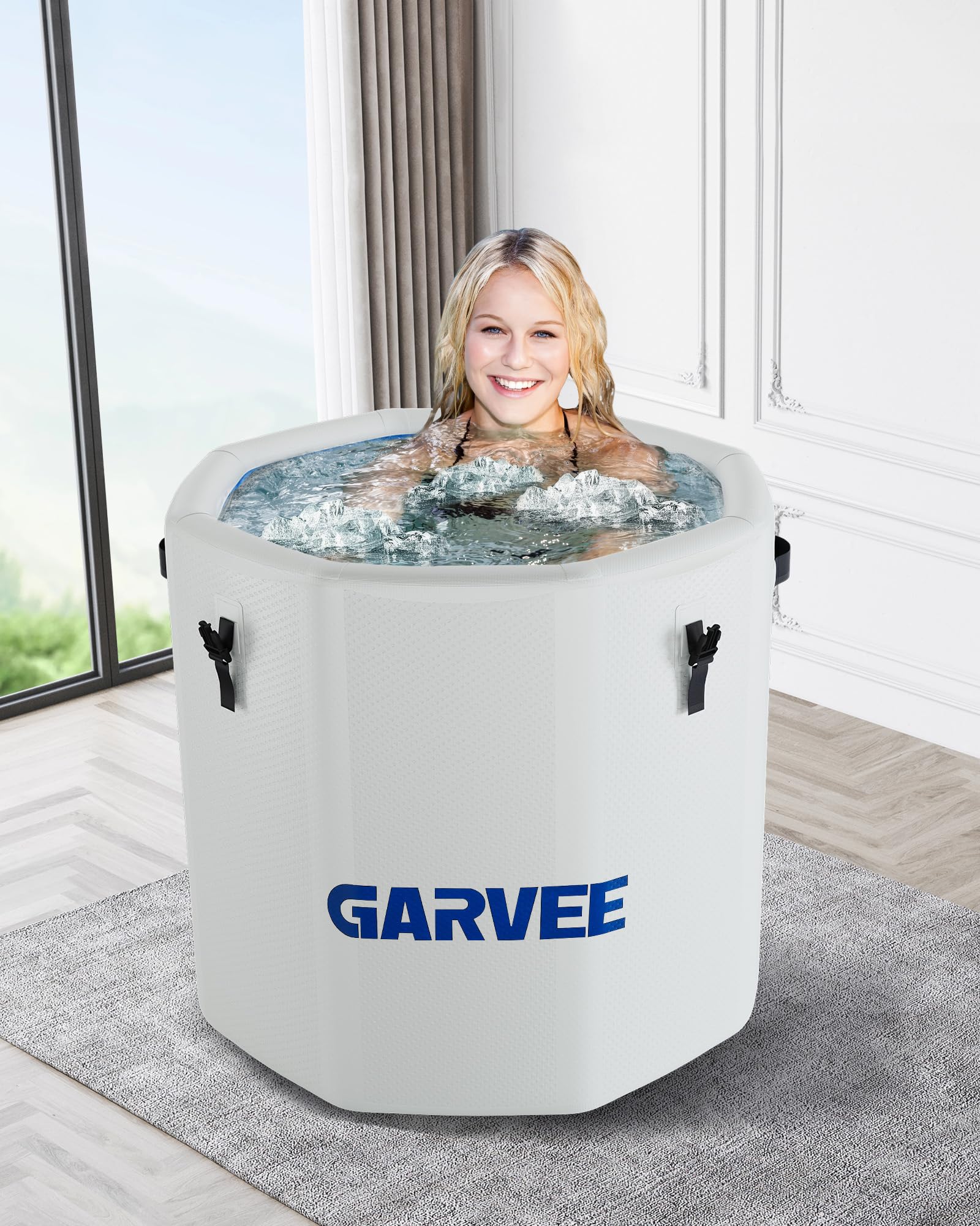 Vasca da bagno ghiacciata Garvee per atleti, XXL, 186 galloni, PVC di grado militare, coperchio isolato, portatile, per fitness e svago, compatibile con refrigeratori d'acqua