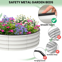 Aiule rialzate Garvee, set da 2, 4x4x1 FT, acciaio zincato, antiruggine, rotonde, bianche, per giardino esterno