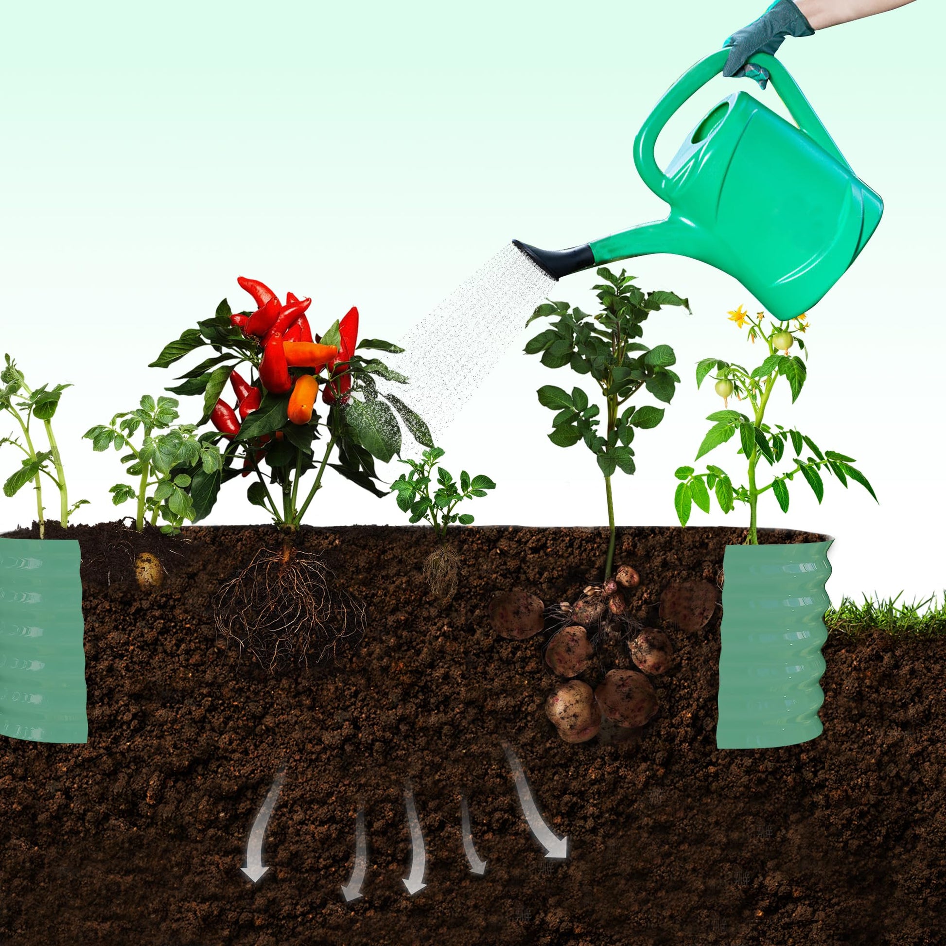 Aiuola rialzata zincata Garvee con traliccio ad arco verticale da 96", regolabile, in acciaio, per giardino e patio, resistente alla ruggine, con clip per piante e rete di drenaggio