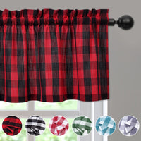Tenda decorativa per finestra Garvee Cafe con tasca per asta, motivo a quadri Buffalo, filtrante la luce, poliestere, 56x15 pollici, cucina