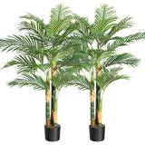 Palma artificiale Garvee Golden Cane da 1,5 m, resistente ai raggi UV, materiale PE, foglie regolabili, base stabile, per uso interno ed esterno, verde e oro - verde