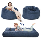 Poltrona a bag Garvee, funzione 2 in 1, con imbottitura in schiuma, rivestimento in velluto a coste, blu navy, per soggiorno e camera da letto, grande, comoda - Blu marino
