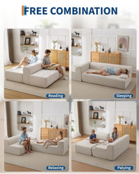 Divano componibile Garvee Cloud da 108" con chaise longue - Divano super morbido senza osso, velluto a coste, bianco, soggiorno, a L