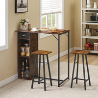 Set tavolo e sedie da bar Garvee con triplo spazio di archiviazione, set da bistrot per 2 persone, robusta struttura in ferro, piano in MDF, cuscini ergonomici, compatto per cucina e bistrot