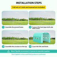 Serra Garvee 7x15x7FT – Serra con struttura in acciaio con 2 porte e 8 finestre per giardino e uso esterno