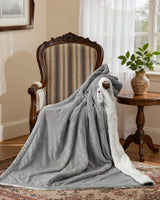 Garvee Coperta Termica Doppia Faccia in Flanella - Riscaldamento Rapido, 6 Livelli, Spegnimento Automatico 10h, Lavabile, Portatile, Per Casa e Viaggio - Grey