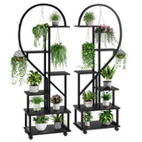 Garvee Set 2 Piante Metallo E Legno 6 Livelli Design Cuore Nero Per Interni Ed Esterni