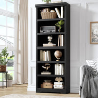 Garvee Libreria Rustica Alta 190,5 cm Con 2-6 Ripiani Regolabili, Struttura MDF Robusta, Design Elegante, Anti-Ribaltamento Per Soggiorno E Studio, Neutro