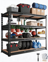 Garvee Scaffale Garage 5 Ripiani Regolabile Acciaio e MDF 48x24x72 Pollici Nero - Montaggio Semplice con Protezione Pavimento