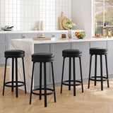 Set Garvee 4 Sgabelli da Bar Regolabili Girevoli in Pelle PU Nero, Minimalista, per Cucina e Bar, 127 kg, Montaggio Facile