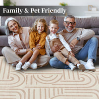 Tappeto Garvee lavabile a pelo corto 80x150 beige per soggiorno, camera da letto, sala da pranzo, cucina, corridoio