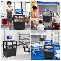 Carrello AV mobile Garvee con serratura, supporto tramite laptop regolabile in altezza, acciaio, ruota con frequenza, ufficio e presentazioni, nero, 24-42 pollici