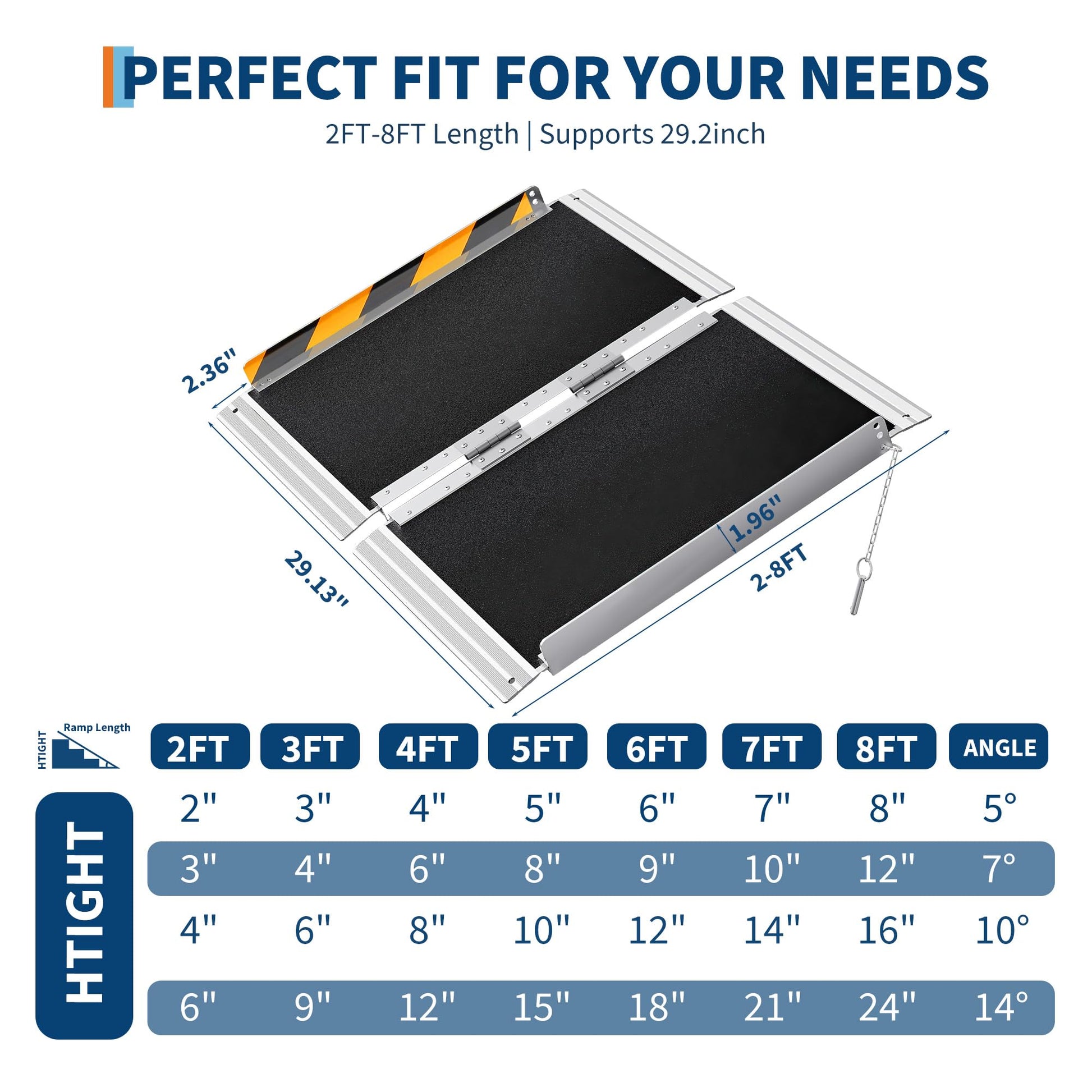 Rampa per sedia a rotelle in alluminio Garvee da 2 piedi: rampa portatile leggera per gradini, soglie delle porte e auto con capacità di 600 libbre, ideale per sedie a rotelle, deambulatori e passeggini