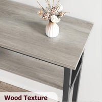 GARVEE Tavolo consolle stretto 180x23x100 cm, 2 ripiani, spazio di archiviazione, legno, extra lungo, grigio, per corridoio e soggiorno