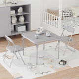 Set tavolo e sedie pieghevoli Garvee per bambini con cuscini di seduta in PU, robusta struttura in acciaio, pieghevole, ideale per mangiare, leggere, giocare, compatto, multicolore - Grigio