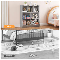 Mobiletto portaoggetti per bambini Garvee Grey, libreria a 3 ripiani, robusto, antiribaltamento, 5 ripiani, camera da letto e sala giochi, legno, grigio