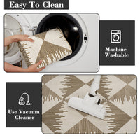 Tappeto lavabile Garvee per soggiorno/camera da letto, 120x170 cm, beige, antiscivolo, pelo corto