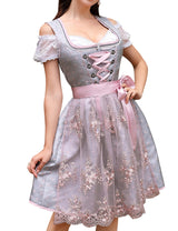 Garvee Dirndl da donna, set midi da 3 pezzi, elegante abito corto tradizionale rosso, taglia 38