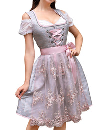 Garvee Dirndl da donna, set midi da 3 pezzi, elegante abito corto tradizionale rosso, taglia 38